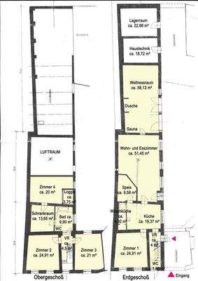 Grundriss Skizze Wohnraum