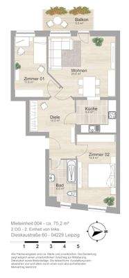 Grundriss farbig / möbliert