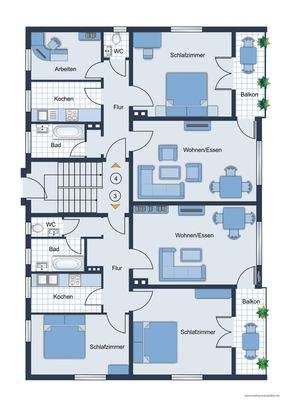 Grundrissskizze 1.OG Vordergebäude
