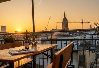 Balkon Ansicht Abendstimmung
