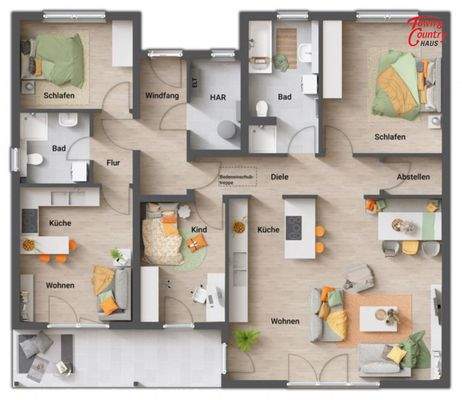 Grundriss mit Einliegerwohnung
