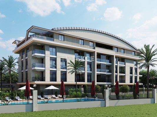 New Apartments for Sale in a Complex with a Pool in Konyaaltı