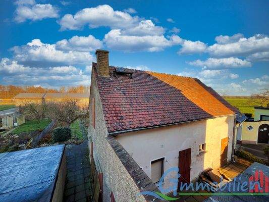 Blick von oben auf die Scheune