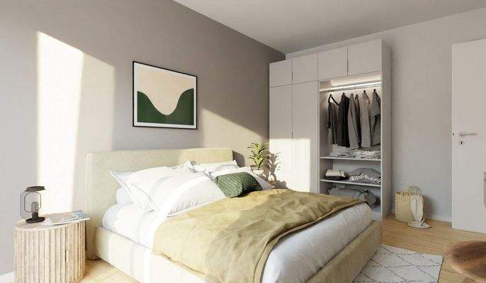 Hell ausgeleuchtet ist dieses Schlafzimmer äußerst