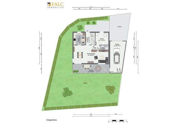 Grundriss mit Garten