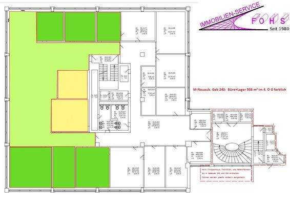 M-Neuaub.Geb.240 - 508 m²4.OG Büro+Lager Grundriss