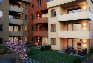 Blick auf die Wohnanlage