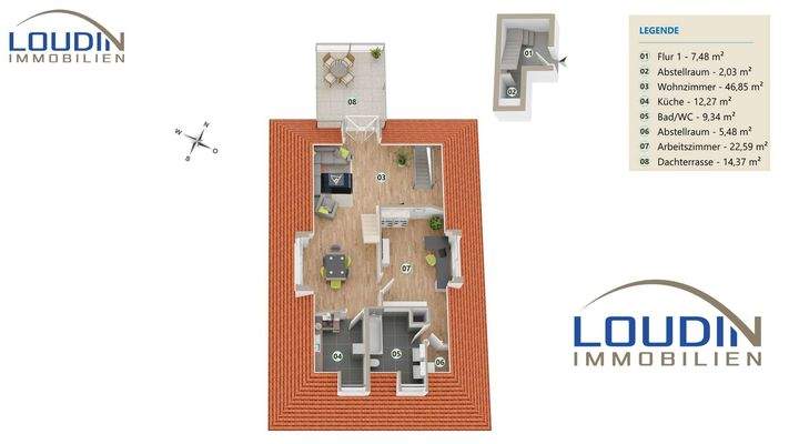 3D-Grundriss Dachgeschoss