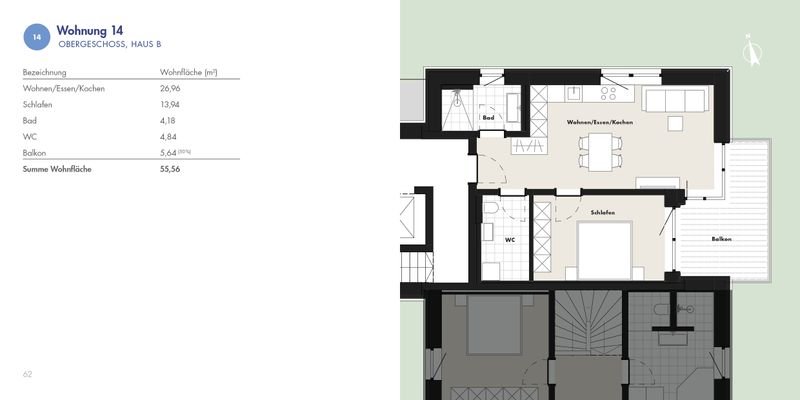 Wohnung 14 Wohnfläche und Grundriss