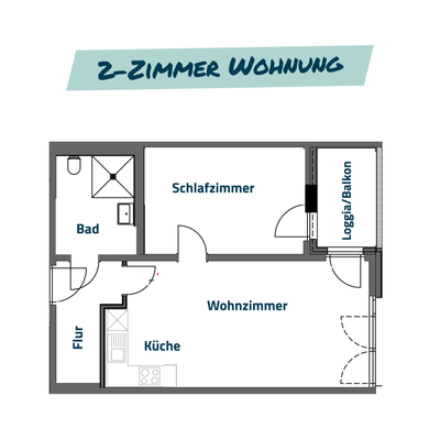 Grundriss 2-Zimmer-Wohnung