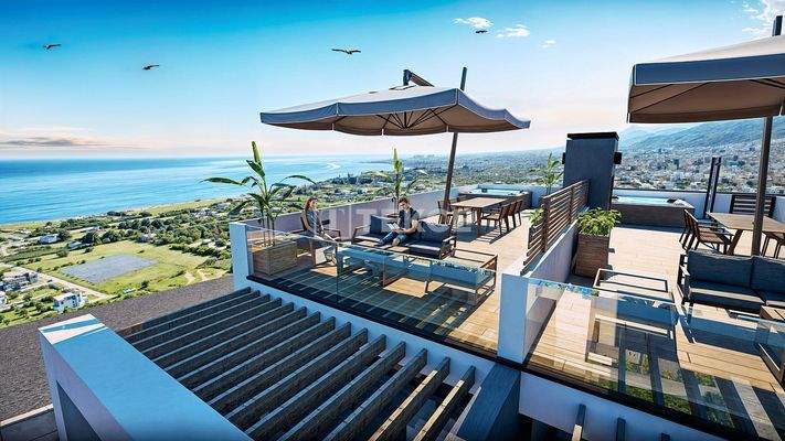 Sea and Mountain View Apartments in Lapta, North Cyprus