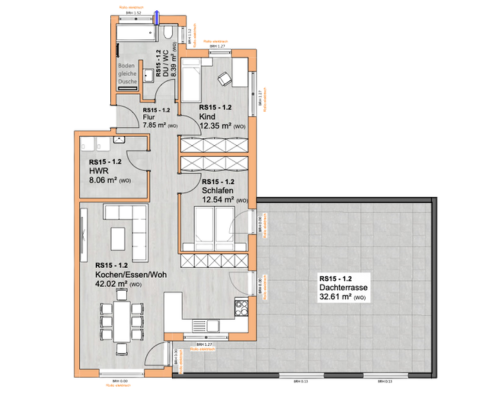 Grundriss Wohnung 1.2