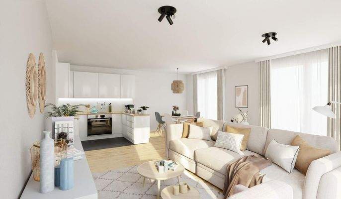 Lichtdurchfluteter Wohnbereich dank bodentiefer Fe