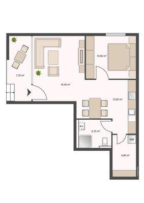 Grundriss WHG 5: ca. 53 m²