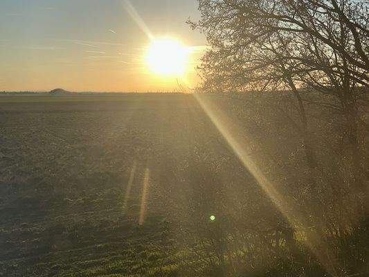 Sonnenuntergang über den Feldern