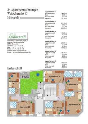 EG Apartment 1-6 mit m²