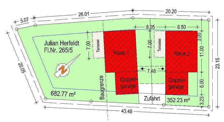 Geteilte Variante für 2x EFH´s