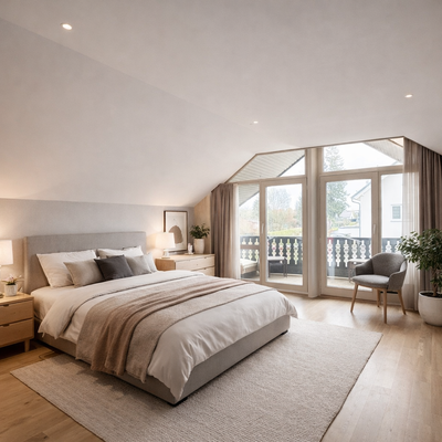 Modernes Schlafzimmer (Visualisierung nach Sanierung)