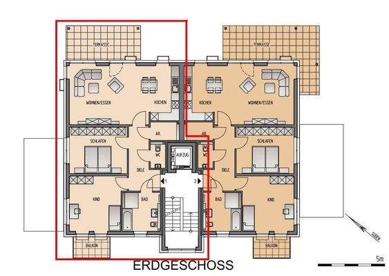 Grundriss Wohnung 1, Haus 1