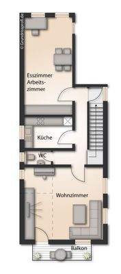 Grundriss möbliert I.OG