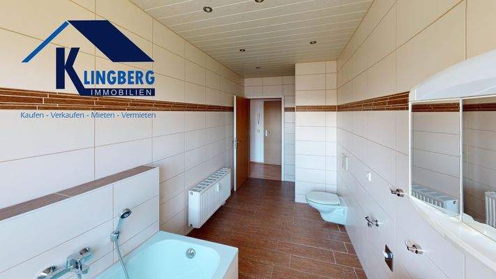 großes Tageslichtbad mit Wanne und Dusche