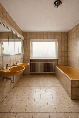 Badezimmer KI ausgeräumt