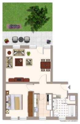 2 Zimmer, Küche, Tageslichtbad, Terrasse 