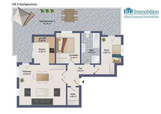 Grundriss mit Möblierungsvorschlag