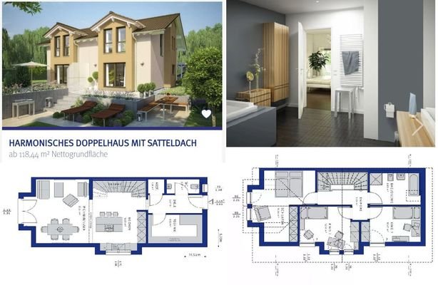 118,44m² (ab) Harmonisches Doppelhaus mit Satteldach