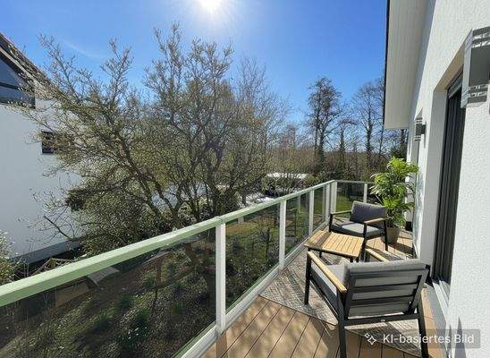Balkon mit Blick in den Garten und Richtung Kirdorfer Feld N