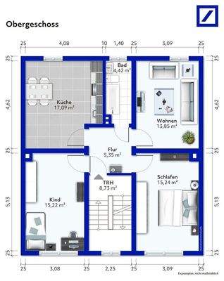 Grundriss 1OG- möbliert