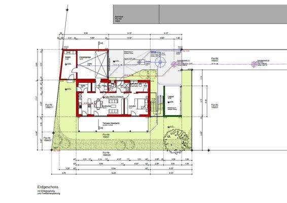 Baugrundstück mit Architektenplanung
Grundriss Erdgeschoss
