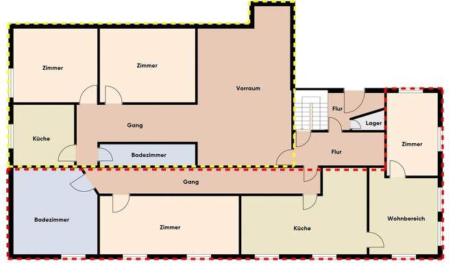 Grundriss ohne Maßstab / OG Top 3 und 4 