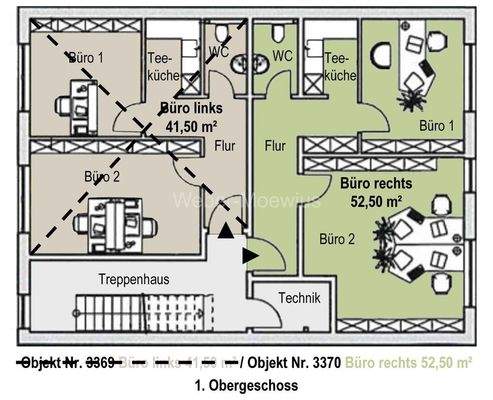 3370 Grundriss 1. OG - Büro rechts