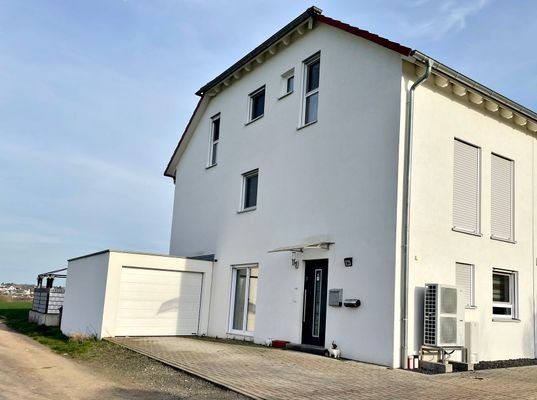 Eingang mit Garage und Stellplatz