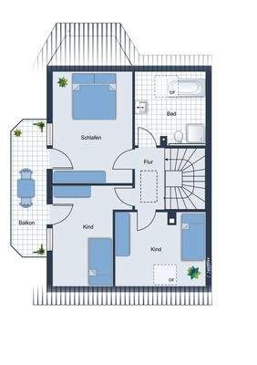 Aufbereiteter Grundriss 1 OG 