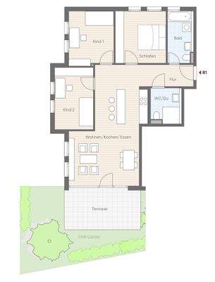 Kindlebildstraße Wohnung EG mit Terrasse