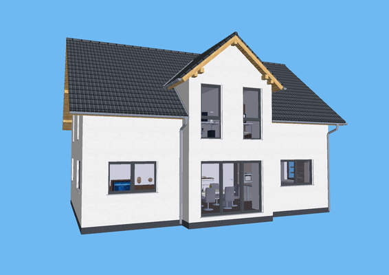 mit großen und modernen Fensterflächen 