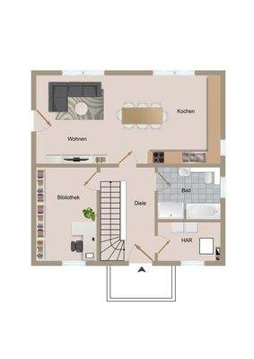 Grundriss-Skizze Erdgeschoss