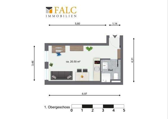Grundriss Appartement 1. Obergeschoss