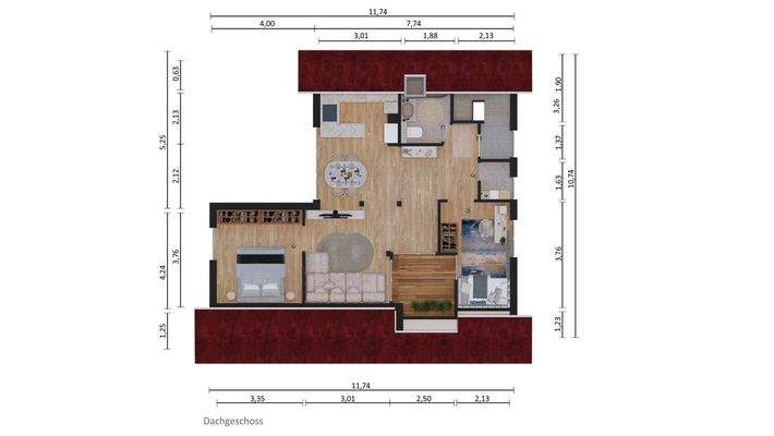 Grundriss DG mit Bermaßung