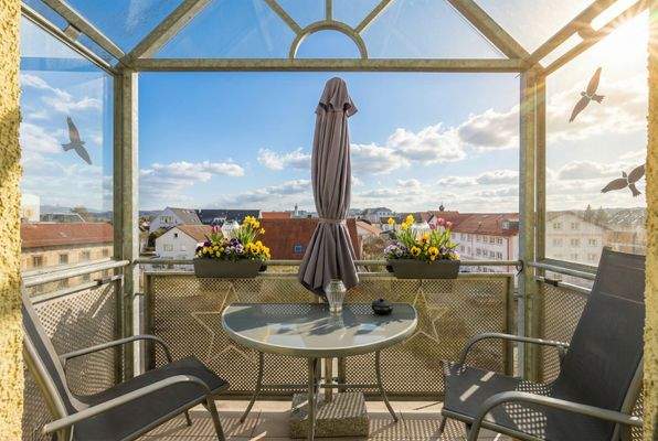 Balkon mit Blick über Grafing