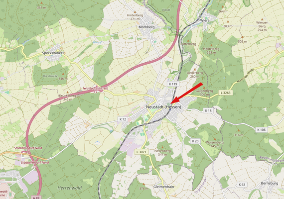Lagekarte: Neustadt/ Hessen