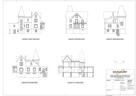 Ansichten und Schnitt Bestand