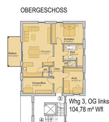 Grundriss 1. OG-  linkes Haus