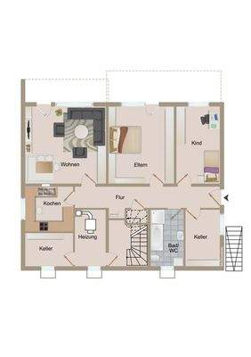 Grundriss HG Einliegerwohnung