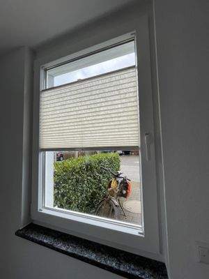 Plisee an sämtlichen Fenstern 