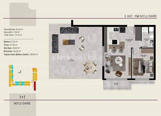 Stylish Flats in a Complex Near Airport in Kepez Antalya