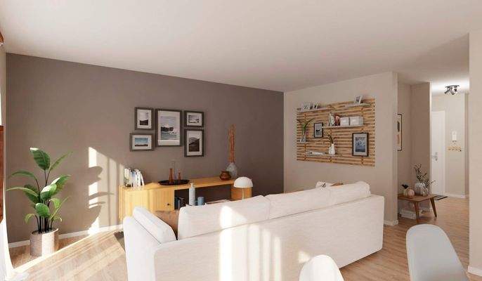 Heller Wohnbereich dank bodentiefer Fenster