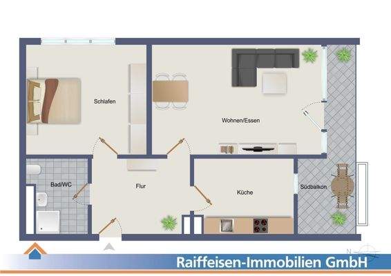 Grundriss der Wohnung - nicht maßstabsgetreu -